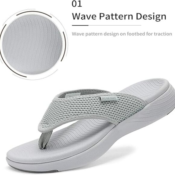 DREAM PAIRS Women Arch Support Soft Cushion Flip Flop Thong Sandals Sz: 9.5 Gray - Picture 6 of 14